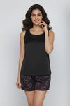 Zivame Satin Hearts Sleep Short Set - Black Beauty — thumbnail 1